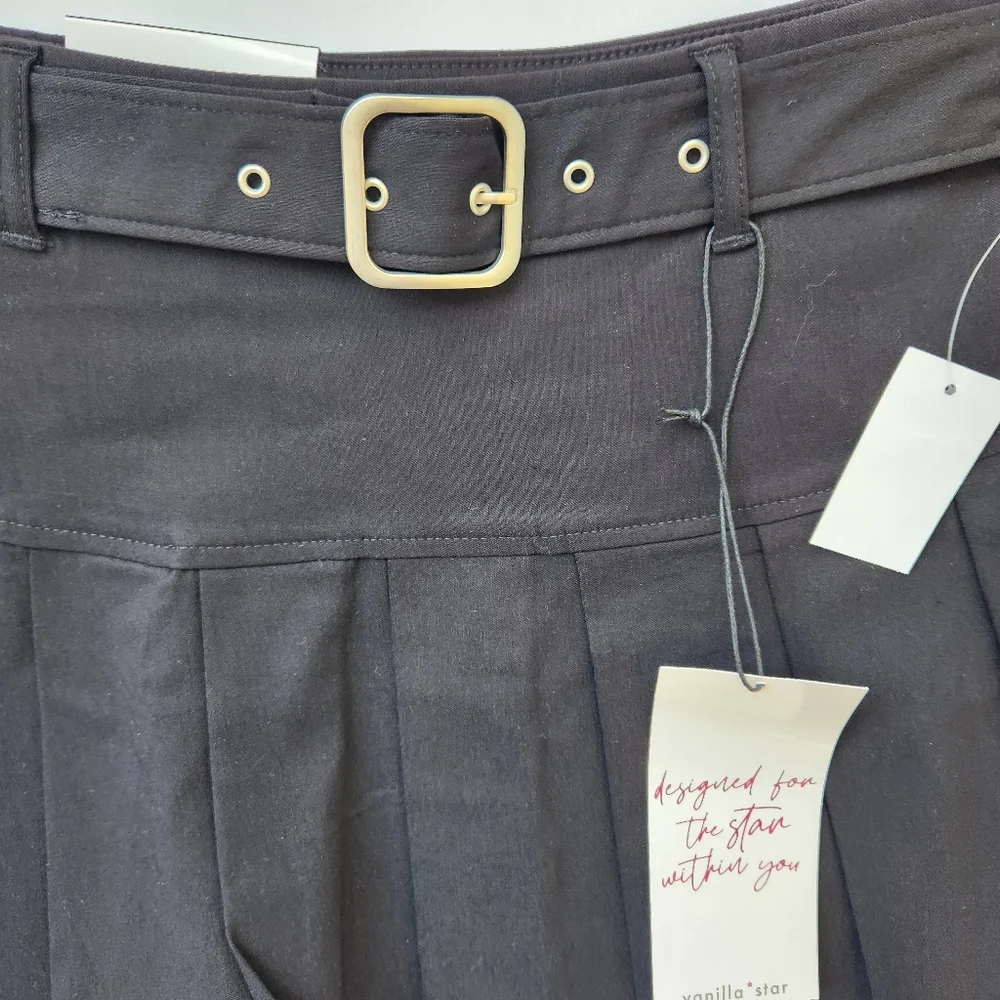 School Girl Pleated Mini Skirt Black Belted Prep School Preppy Academia Small - Picture 6 of 16